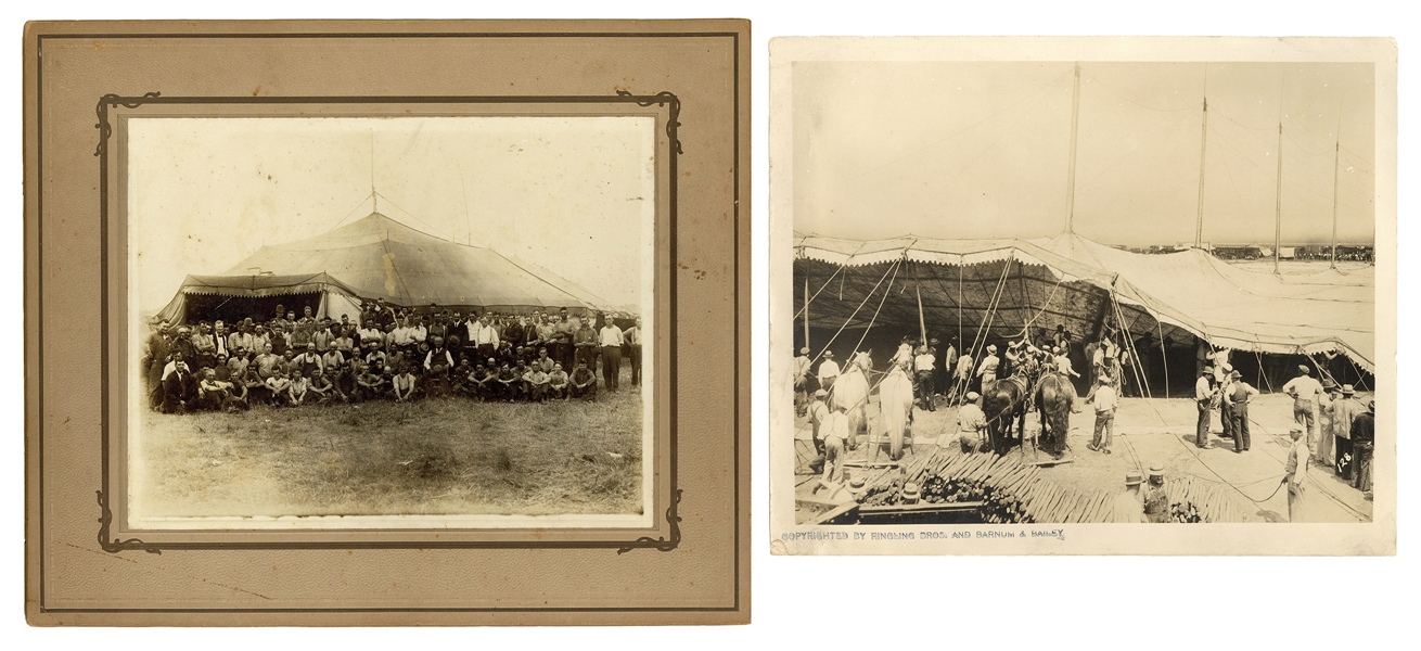  [CIRCUS]. Twelve photographs of circus tents, midways, and ...