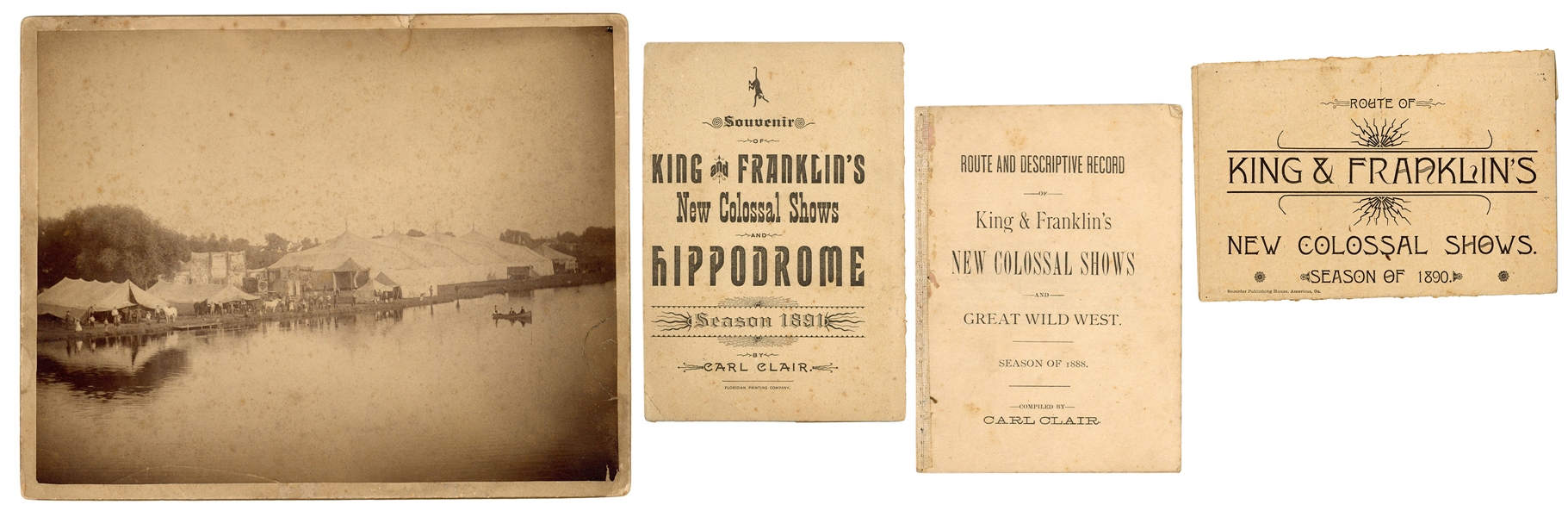  King & Franklin Shows Circus photograph, route book, and ro...