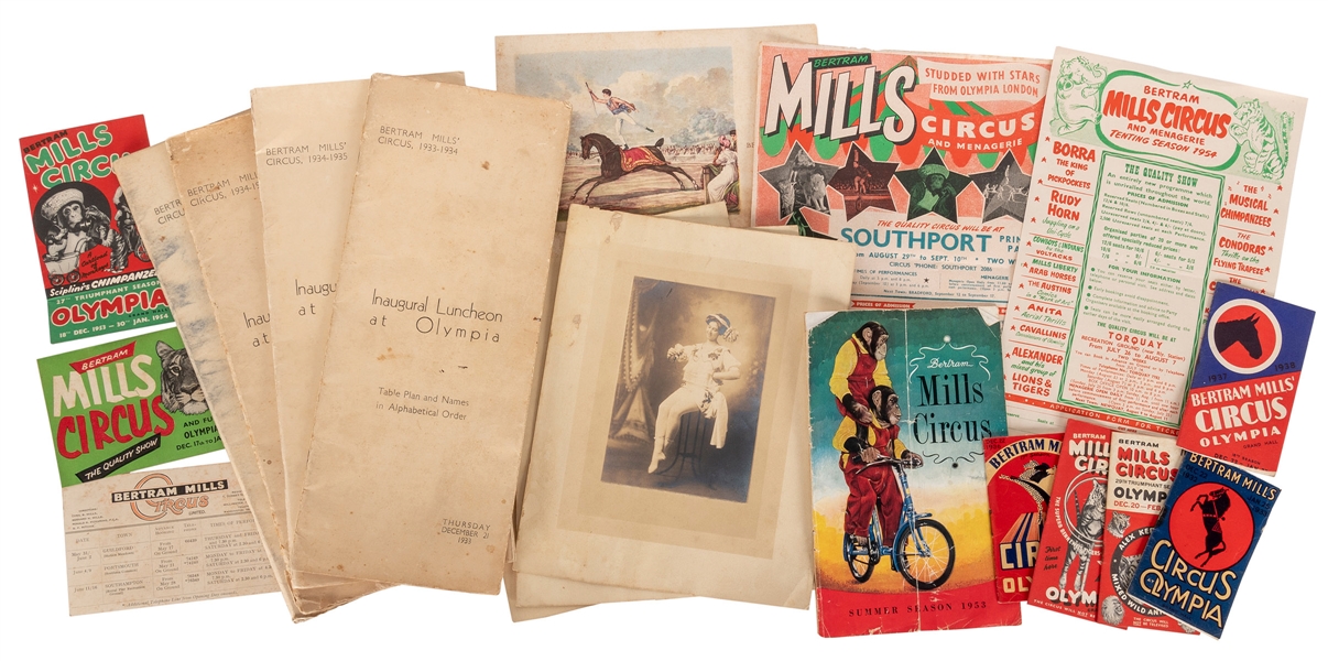  Bertram Mills Circus Ephemera Archive. 1930s-50s. Group of ...