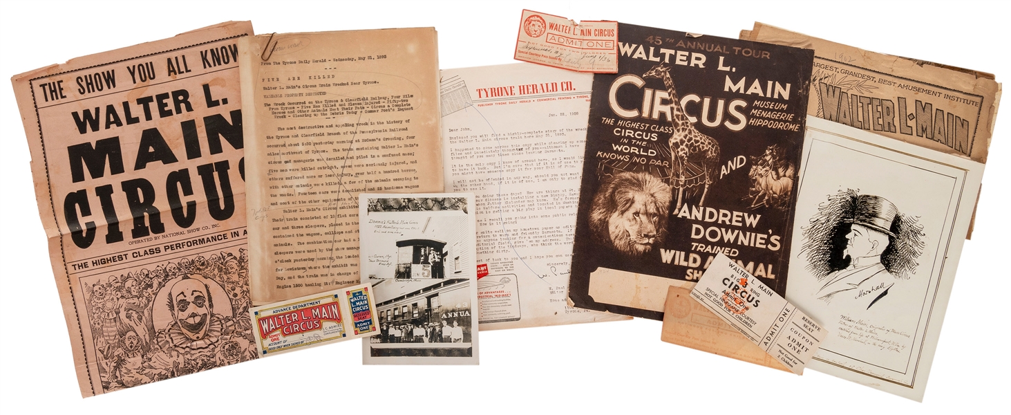  Walter L. Main Circus Ephemera Archive. 1920-50s. File fill...