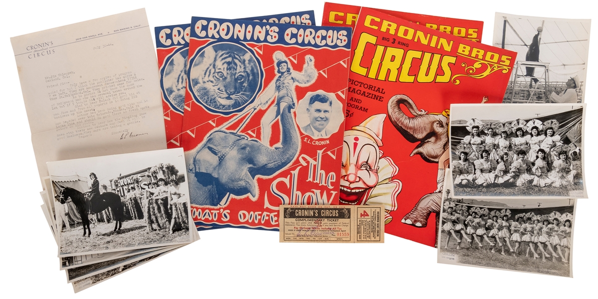  Cronin’s Circus Ephemera Archive. 1940s. File folder with p...