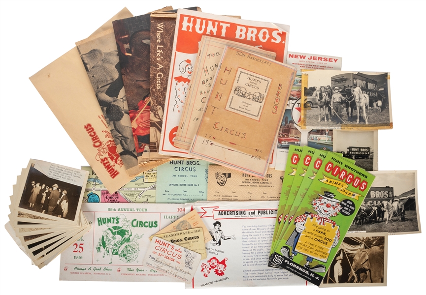  Hunt Bros. Circus Archive. Extensive archive including over...