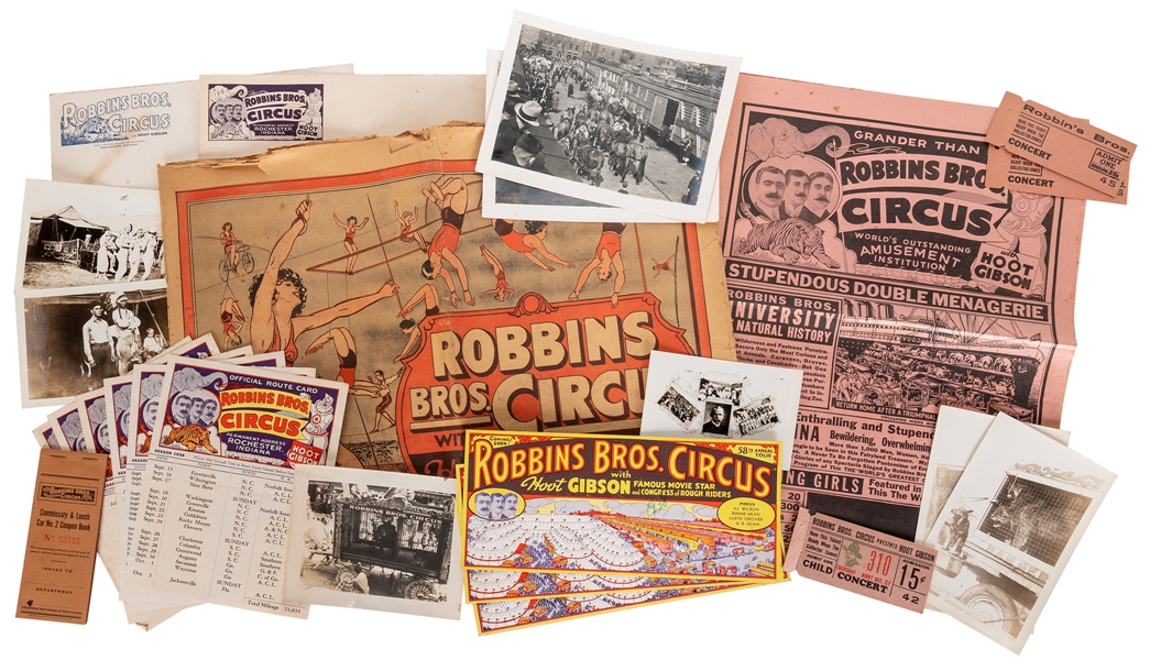  Robbins Bros. Circus Archive. 1930s. File filled with items...