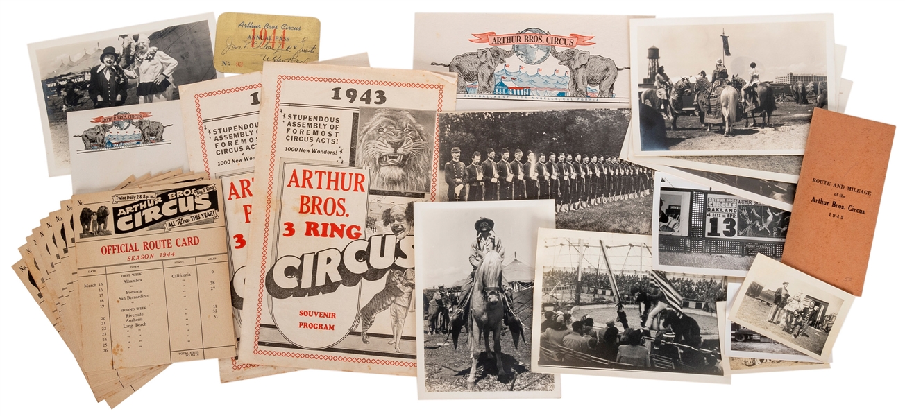  Arthur Bros. Circus Archive. Folder with items related to t...