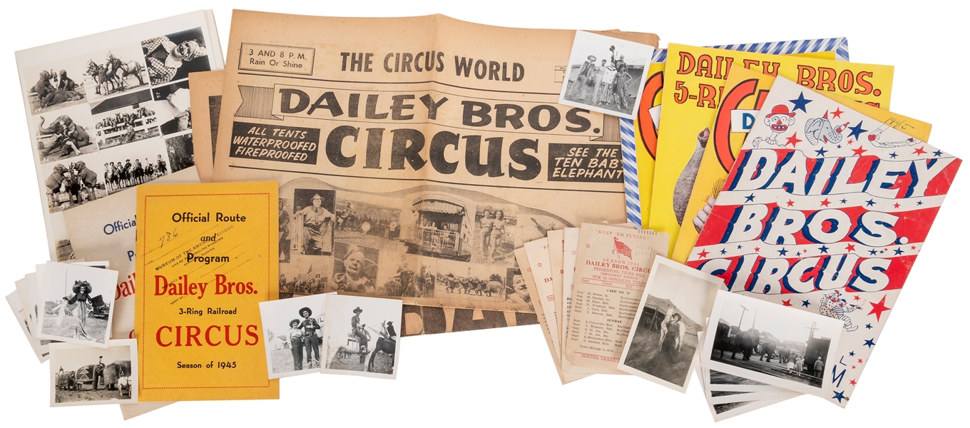  Dailey Bros. Circus Archive. 1940s. File folder with items ...