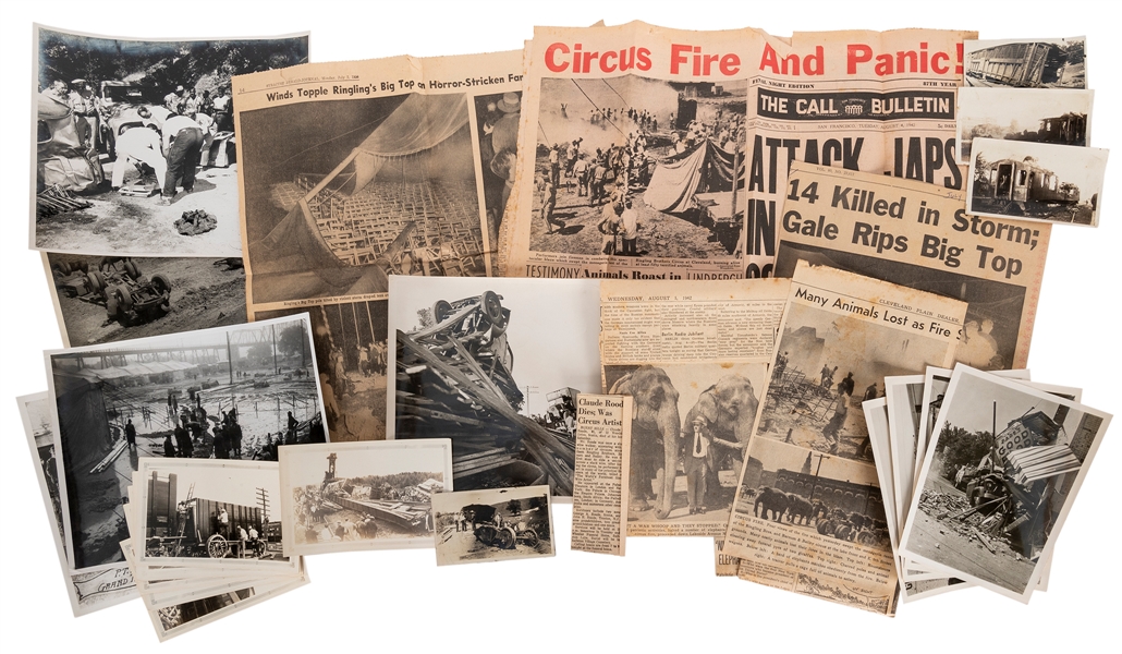  Pre-1950 Circus Disasters and Accidents Archive. Large enve...