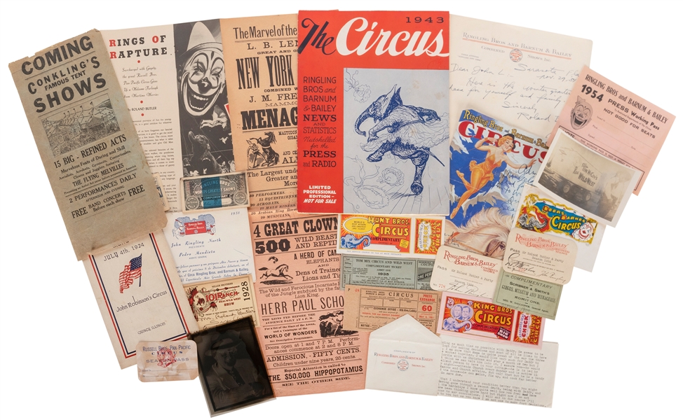  BUTLER, Roland. File of circus ephemera. Circa 1920s/50s. A...