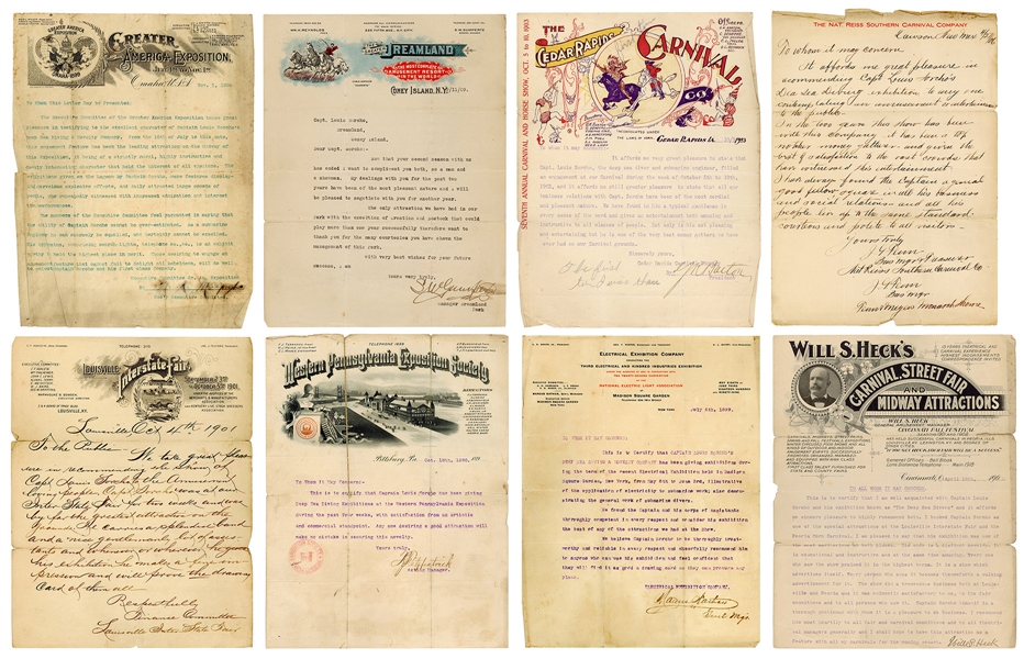  [DIVING]. SORCHO, Louis. Group of letters of recommendation...