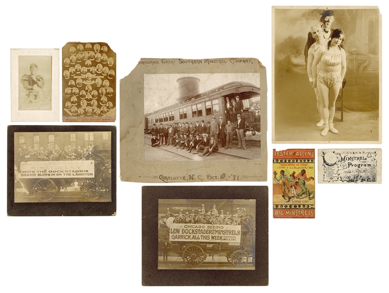  [MINSTRELSY]. Collection of photographs and ephemera. Ameri...