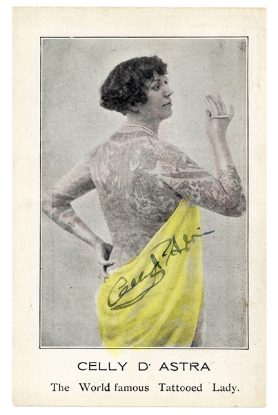  [TATTOO]. Celly D’Astra World’s Famous Tattooed Lady signed...