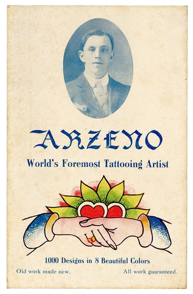  [TATTOO]. Arzeno World’s Foremost Tattooing Artist postcard...