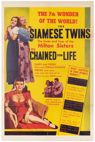  Chained for Life. Classic Pictures, 1951/2. One-sheet (41 x...