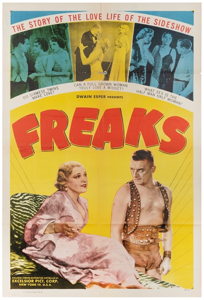  Freaks. Excelsior, R-1949. One-sheet (41 x 27”) re-release ...