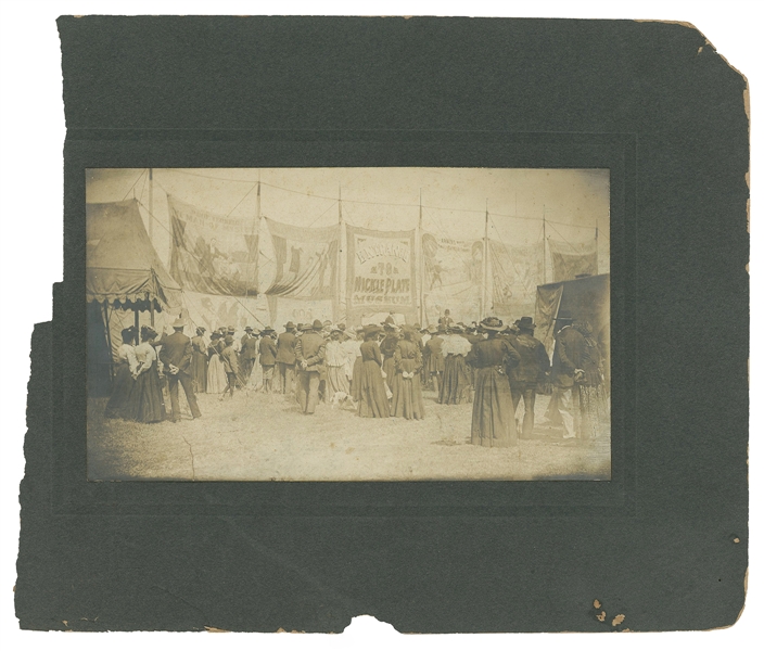  Early American sideshow banner-line cabinet photograph. Cir...