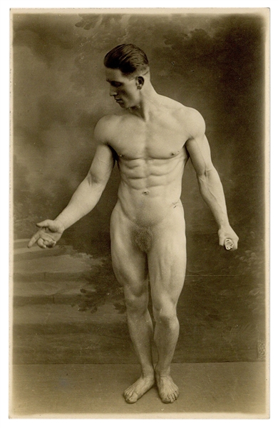  Real photo strongman / male physique postcard. French, ca. ...