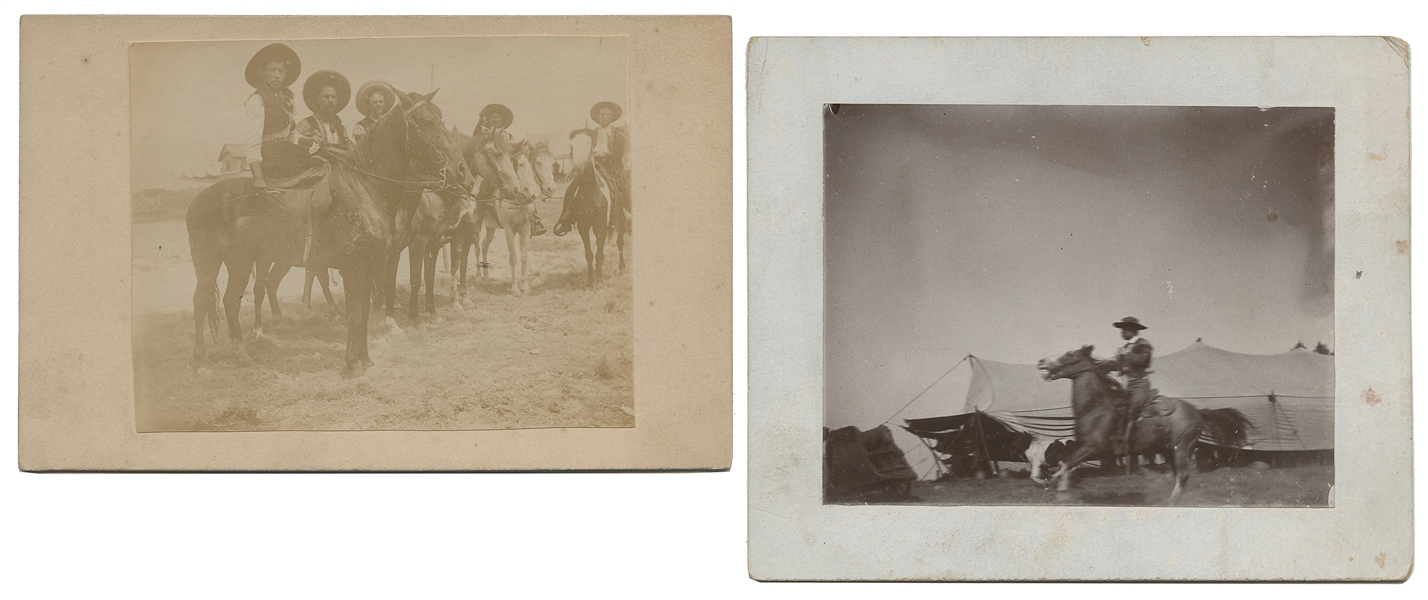  [WILD WEST]. Four cabinet photos Wild West riders. Circa 18...