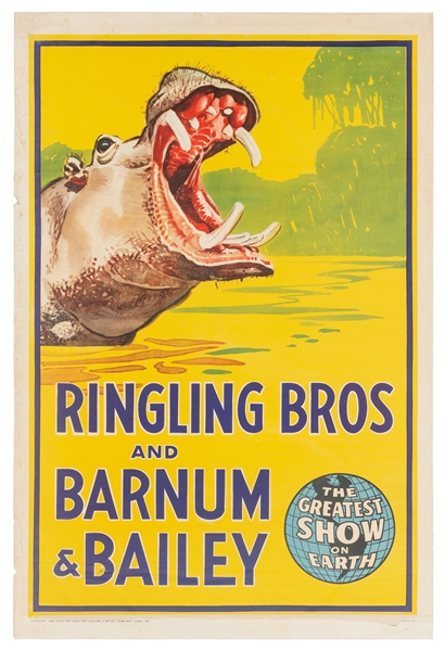  Ringling Brothers and Barnum & Bailey / [Hippo]. 1942. One-...