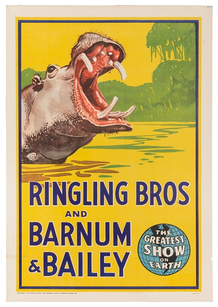  Ringling Brothers and Barnum & Bailey / [Hippo]. 1944. Half...