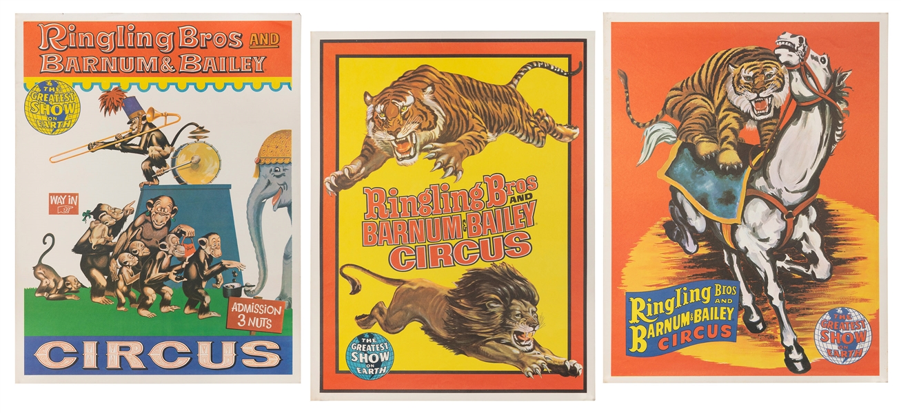  Ringling Bros. and Barnum & Bailey. Three posters. Circa 19...