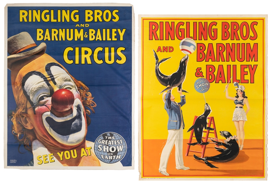  Ringling Bros. and Barnum & Bailey. Two posters. 1945/50s. ...