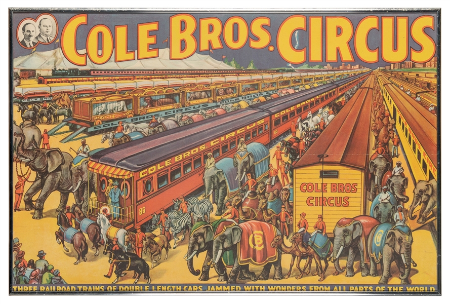  Cole Bros. Circus / Three Railroad Trains of Double Length ...