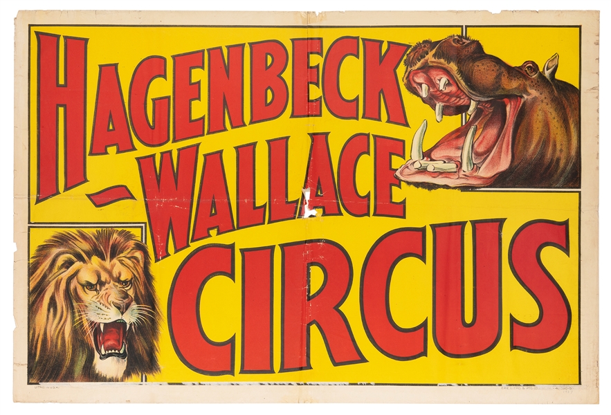  Hagenbeck-Wallace Circus. Erie Litho, ca. 1937. One-sheet c...