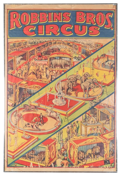  Robbins Bros. Circus. Erie Litho, ca. 1940s. One-sheet circ...