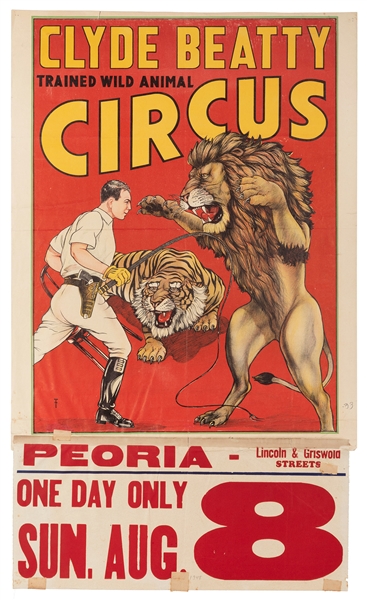  FREELAND, Forrest. Clyde Beatty Circus. Half-sheet poster (...