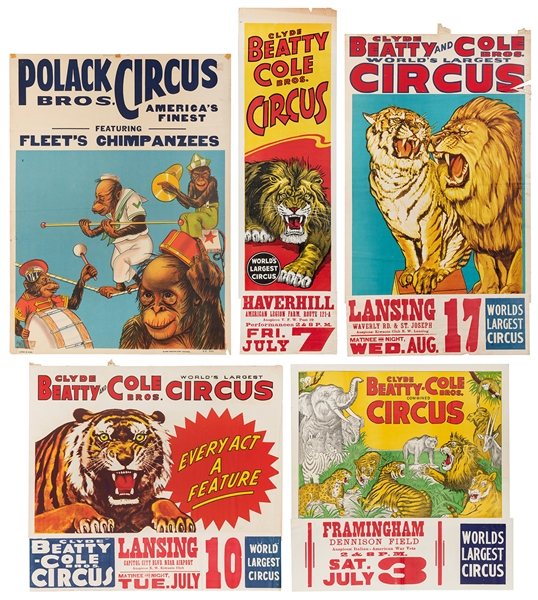  Lot of 8 American circus posters. V.p., v.d. (mid-20th cent...