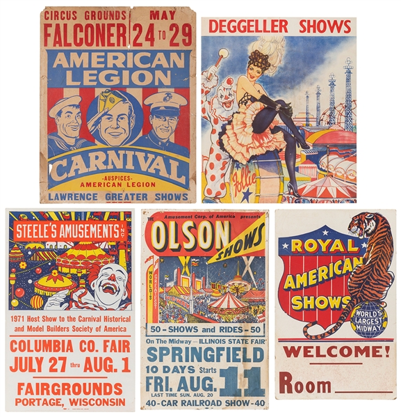  [CARNIVAL]. Fifteen carnival posters and window cards. V.p....