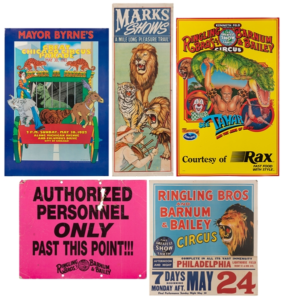  Collection of R.B.B.B. and other American circus posters. 1...