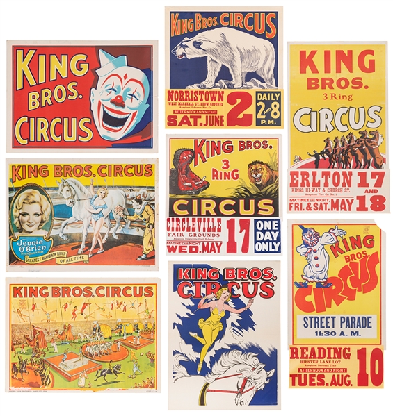  King Bros. Circus. Eight posters. Circa 1960s. Half-sheets ...