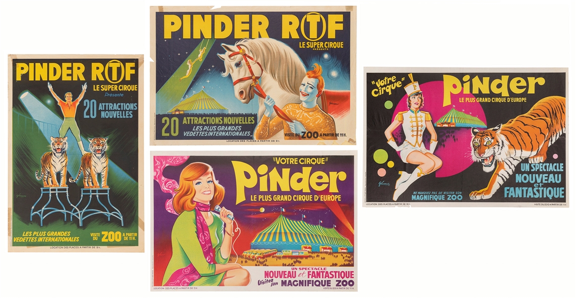  Pinder. Le Plus Grand Cirque d’Europe. Four posters. Paris:...