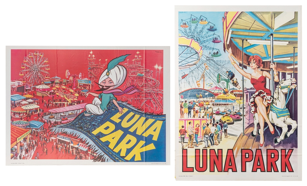  COLIZZI, Mauro. Two Luna Park amusement park posters. Milan...