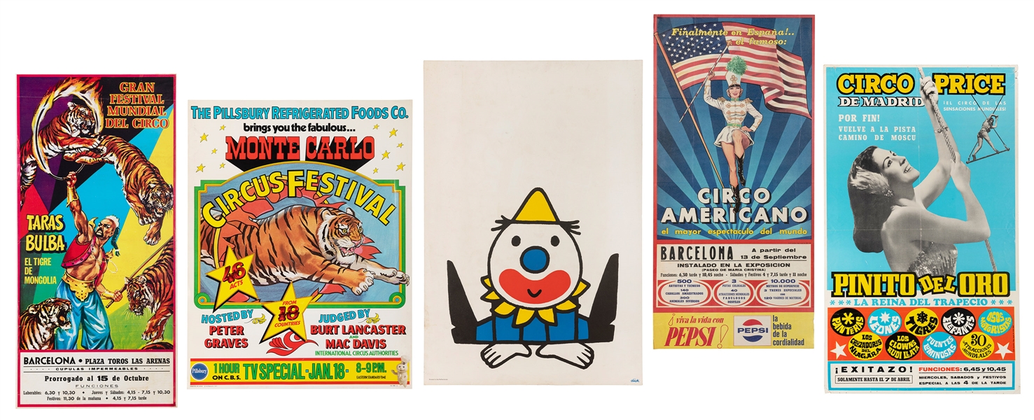  [CIRCUS]. Eight vintage assorted circus posters. European a...