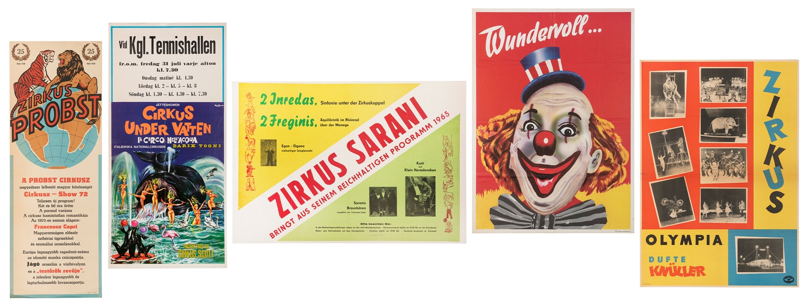  [CIRCUS]. Lot of 12 European circus posters. 1960s/70s. Twe...