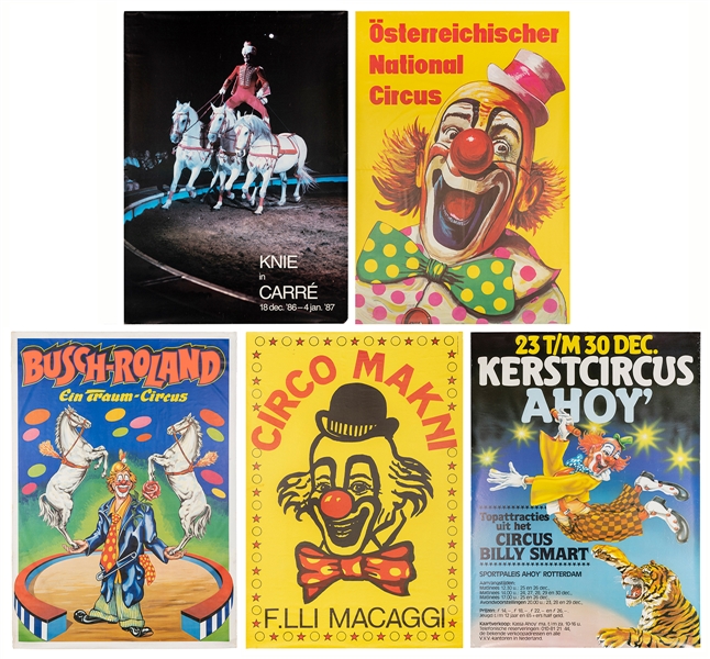  Lot of 5 European circus posters. V.p., ca. 1970s. Posters ...