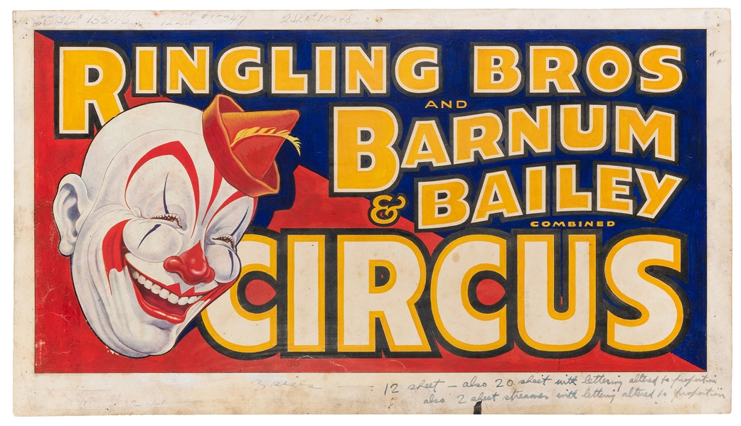  Ringling Bros. and Barnum & Bailey Poster Maquette. Circa 1...