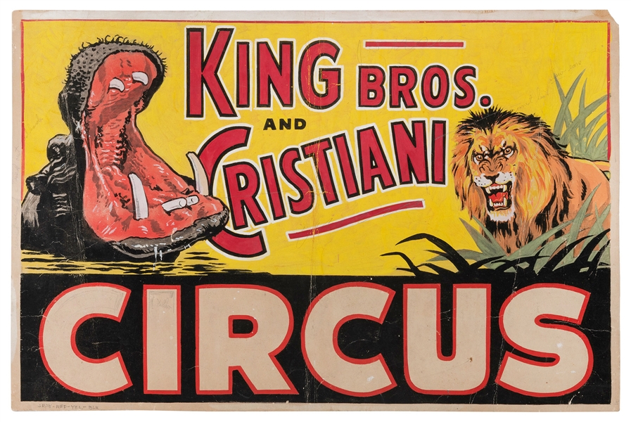  King Bros. and Cristiani Circus Poster Maquette. Circa 1950...