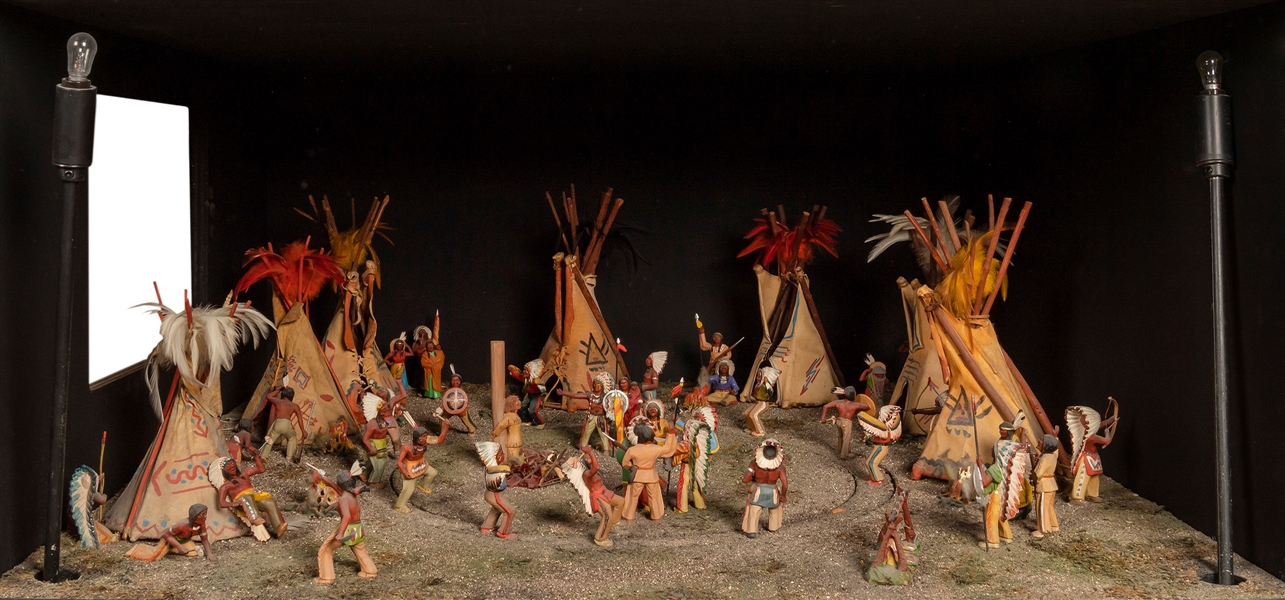  Native American Circus Tent Diorama. Large wall-mounted “pe...