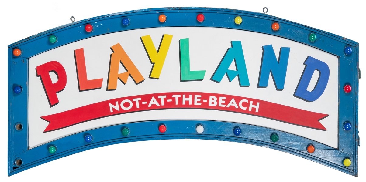  Playland Not at the Beach Amusement Park Sign. Brightly pai...