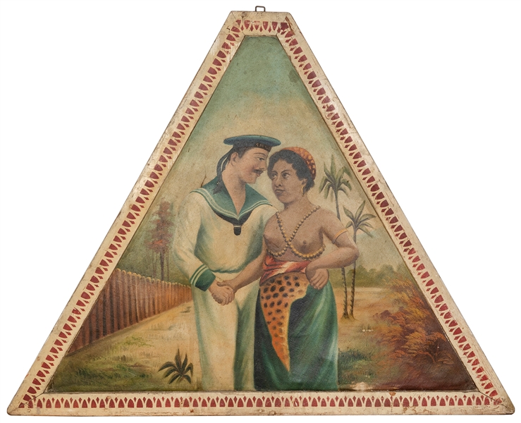  Painted Carousel / Folk Art Romance Panel. American, early ...