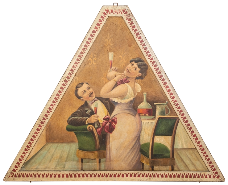  Painted Carousel / Folk Art Romance Panel. American, early ...