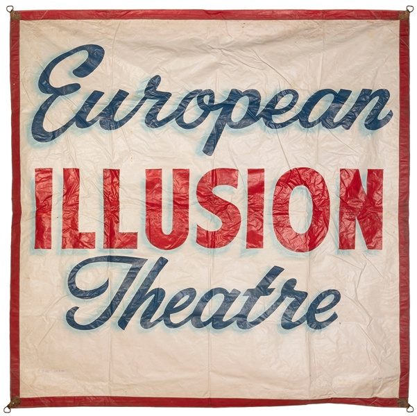  European Illusion Theatre Sideshow Banner. Circa 1970s. Pai...