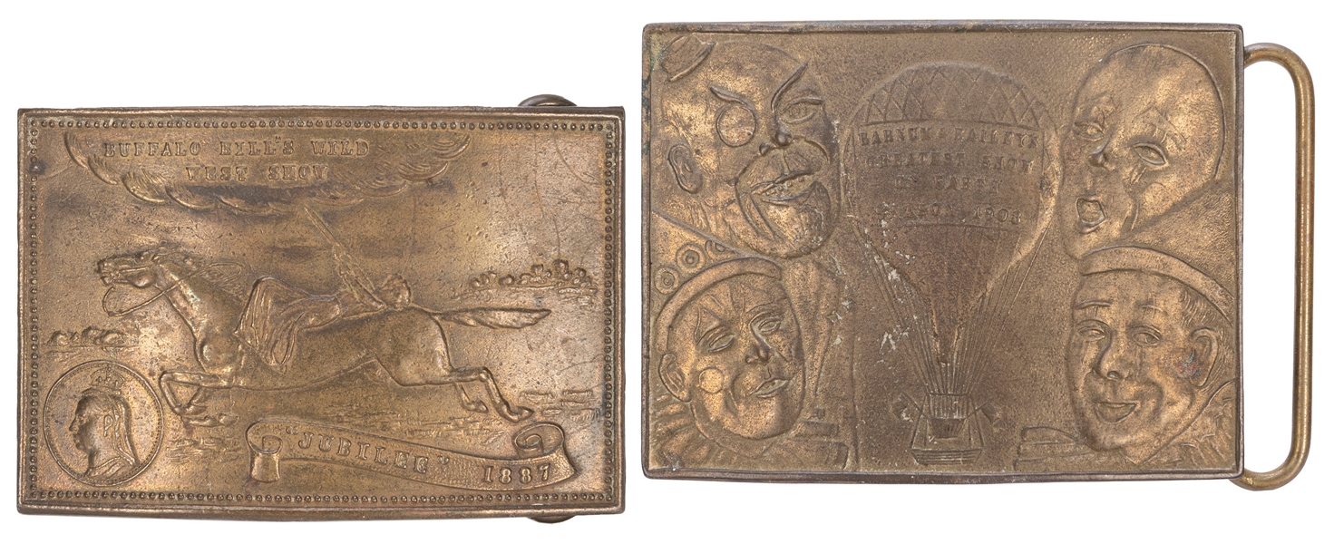  Barnum & Bailey and Buffalo Bill Brass Belt Buckles. Circa ...