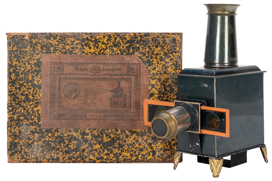  Ernest Plank Magic Lantern in Original Box with Slides. 19t...