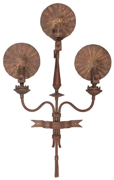  Wrought Iron Spanish Three Light Large Candle Sconce. With ...