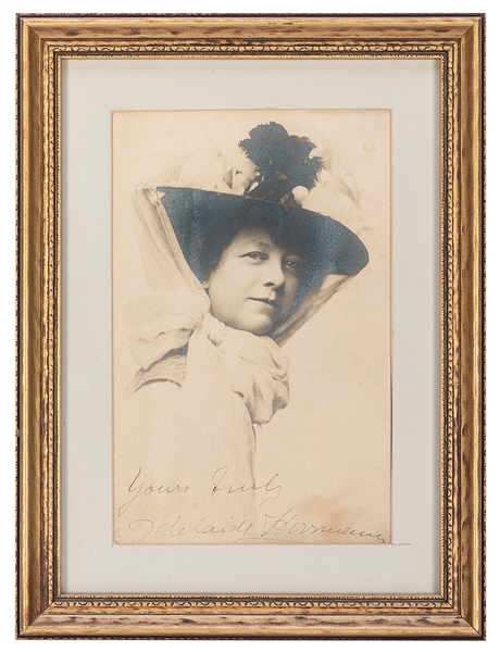  HERRMANN, ADELAIDE. INSCRIBED AND SIGNED PORTRAIT OF ADELAI...