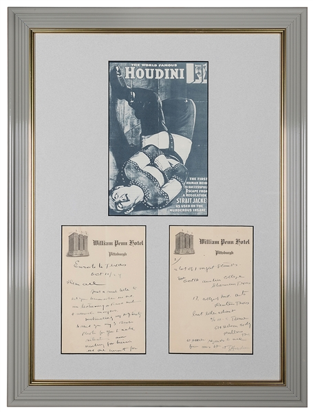  HOUDINI, HARRY (EHRICH WEISZ). REVEALING TWO-PAGE HOUDINI A...