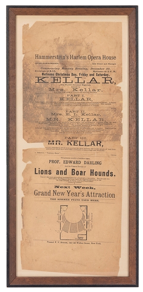  KELLAR, HARRY (HEINRICH KELLER). KELLAR HARLEM OPERA HOUSE ...